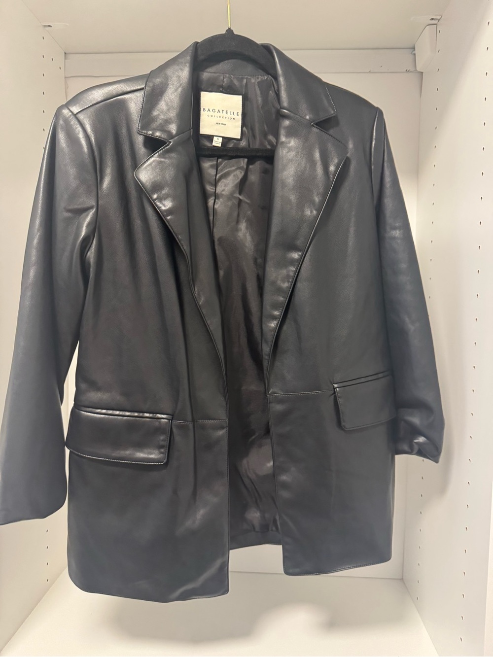 Bagatelle Black Faux Leather Blazer Jacket Size Small New Without Tag
